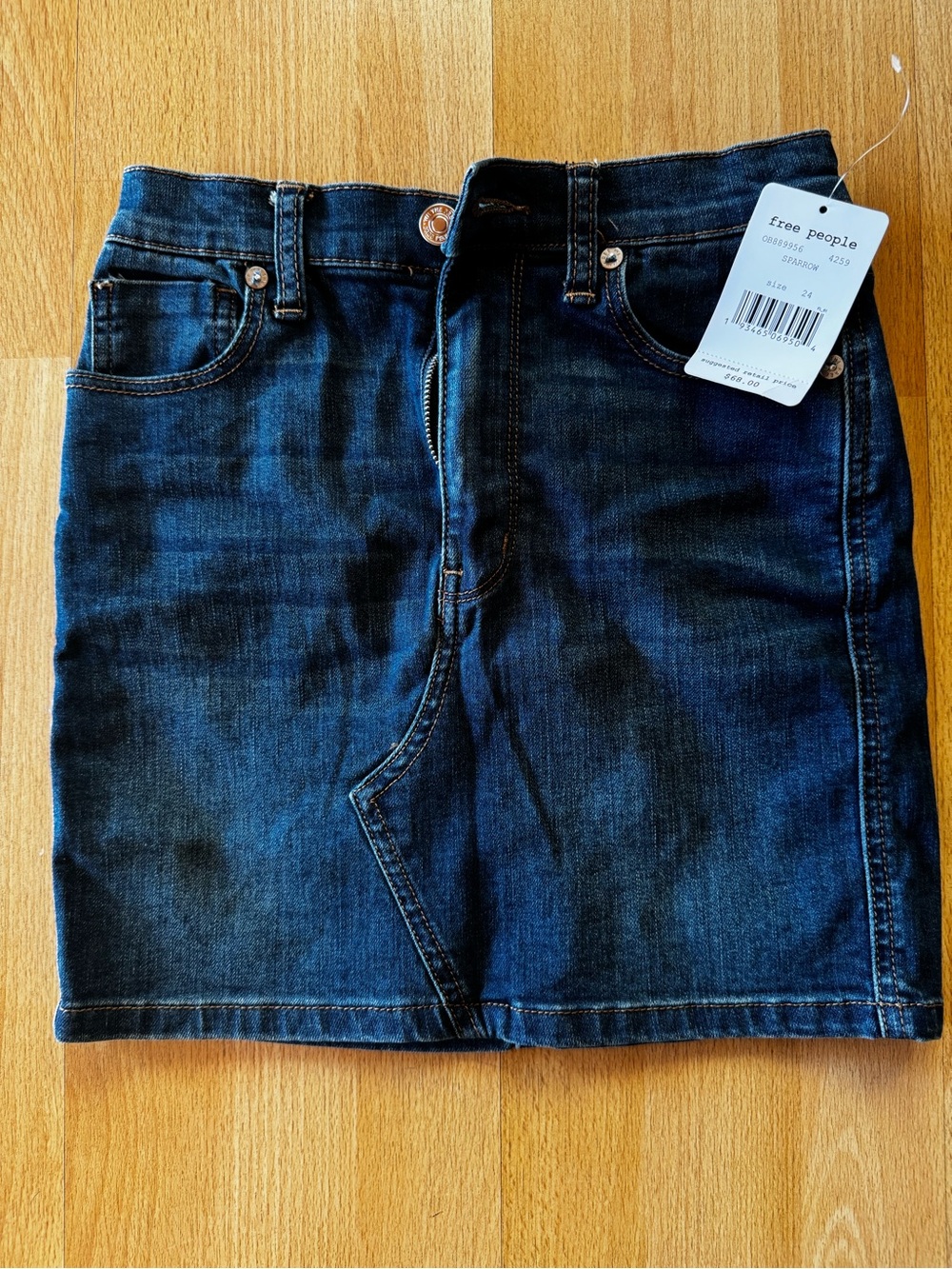 Free People Women’s Dark Blue Denim Mini Skirt